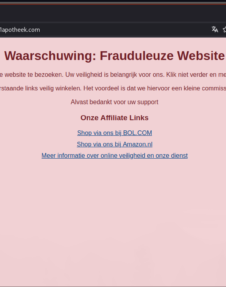 vangpagina in netwerk voor frauderende webshops