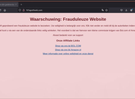 vangpagina in netwerk voor frauderende webshops