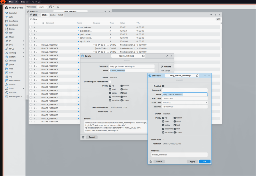 Mikrotik script voor ondervangen van frauderende webshops