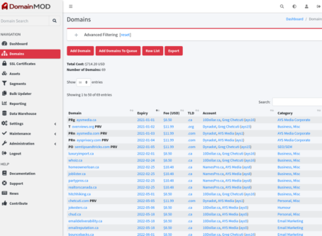 DomainMOD de selfhosted oplossing voor het bijhouden van je domeinnamen